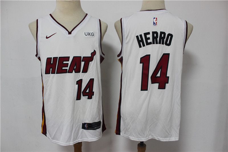 Men Miami Heat #14 Herro White Game Nike 2021 NBA Jersey->miami heat->NBA Jersey